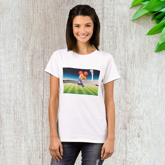Niedlicher Cheerleader auf dem Sportfeld T-Shirt