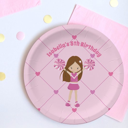 Niedlicher Cheerleader Pink Custom Kindergeburtsta Pappteller