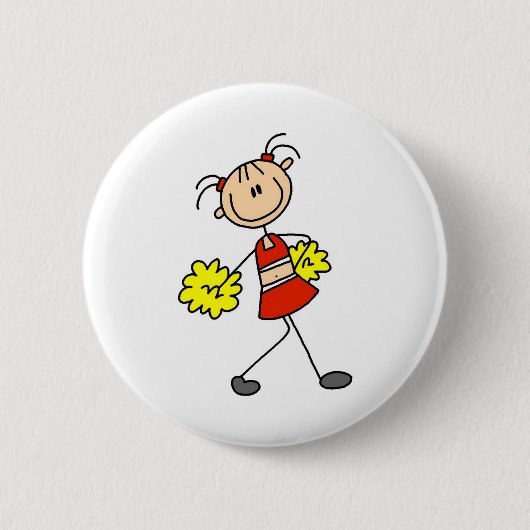 Niedlicher Cheerleading Strichmännchen-Knopf Button (Vorderseite)