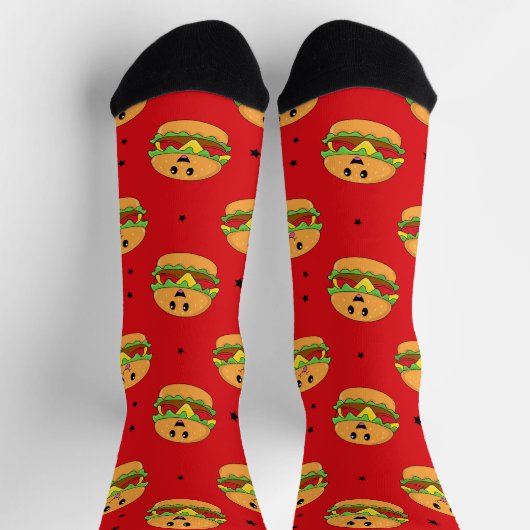 Niedlicher Cheeseburger Gemustert Socken (Oben)