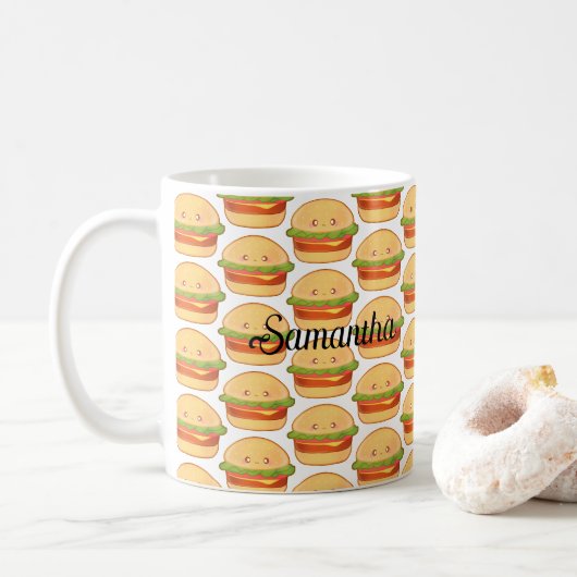 Niedlicher Cheeseburger Kaffeetasse (Mit Donut)