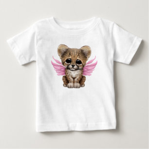Niedlicher Cheetah CUB mit feenhaften Flügeln auf Baby T-shirt
