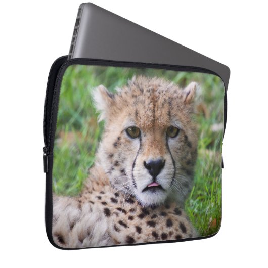 Niedlicher Cheetah-Laptop-Ärmel Laptopschutzhülle (Vorne Rechts)