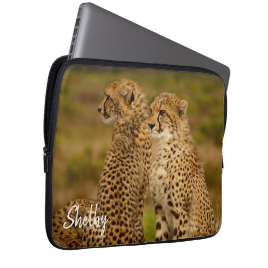 Niedlicher Cheetahs Notebook-Ärmel Laptopschutzhülle (Vorne Rechts)