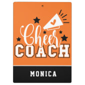 Niedlicher Cheftrainer Personalisiert Orange und B Klemmbrett (Rückseite)