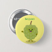 Niedlicher Cherimoya-Cartoon Button (Vorne & Hinten)