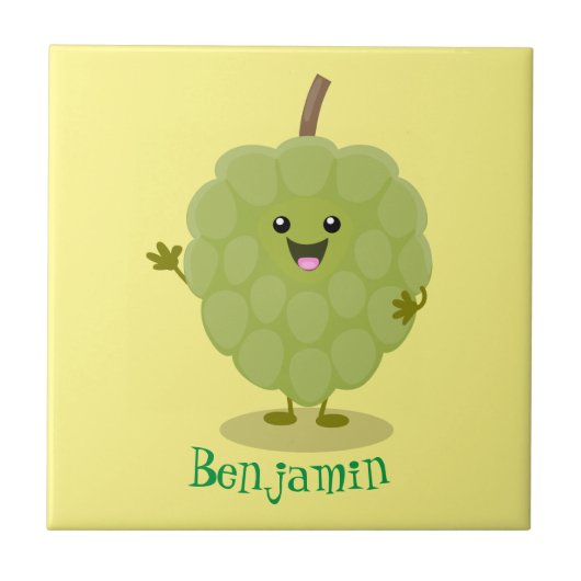 Niedlicher Cherimoya-Cartoon Fliese (Vorderseite)