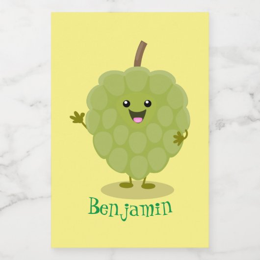 Niedlicher Cherimoya-Cartoon Lebensmitteletikett (Einzelnes Label)