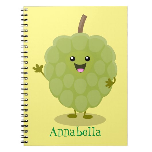 Niedlicher Cherimoya-Cartoon Notizblock (Vorderseite)