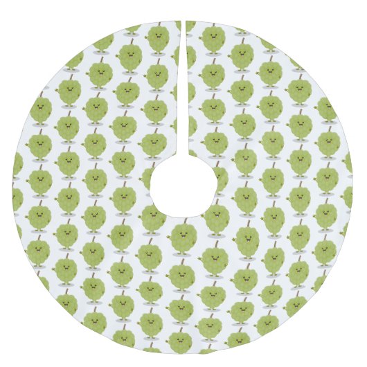 Niedlicher Cherimoya-Cartoon Polyester Weihnachtsbaumdecke (Vorderseite)