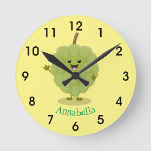 Niedlicher Cherimoya-Cartoon Runde Wanduhr
