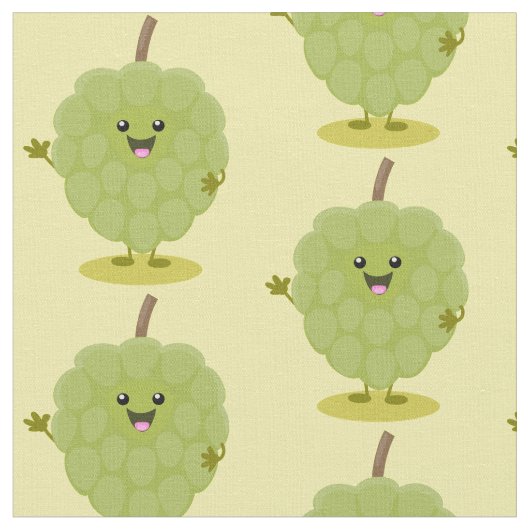 Niedlicher Cherimoya-Cartoon Stoff (Nahaufnahme)