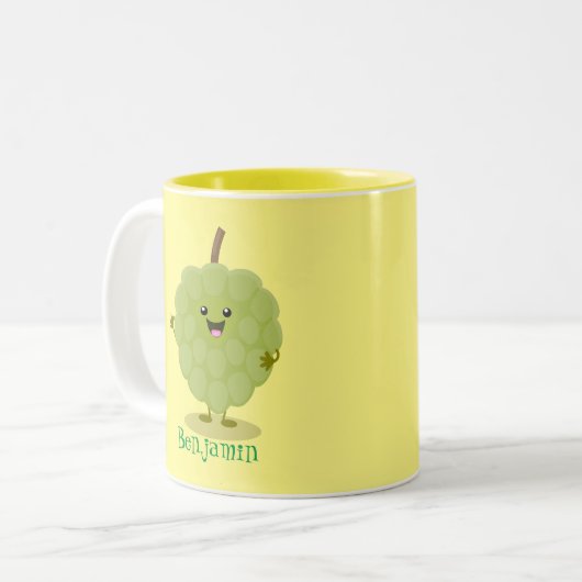 Niedlicher Cherimoya-Cartoon Zweifarbige Tasse (Vorderseite Links)