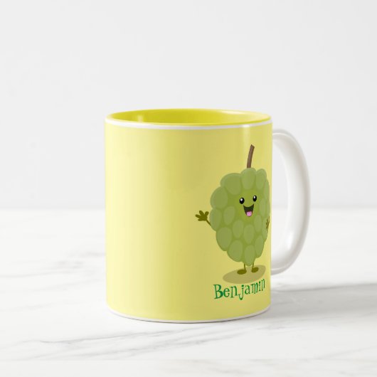 Niedlicher Cherimoya-Cartoon Zweifarbige Tasse (VorderseiteRechts)