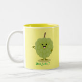 Niedlicher Cherimoya-Cartoon Zweifarbige Tasse (Links)