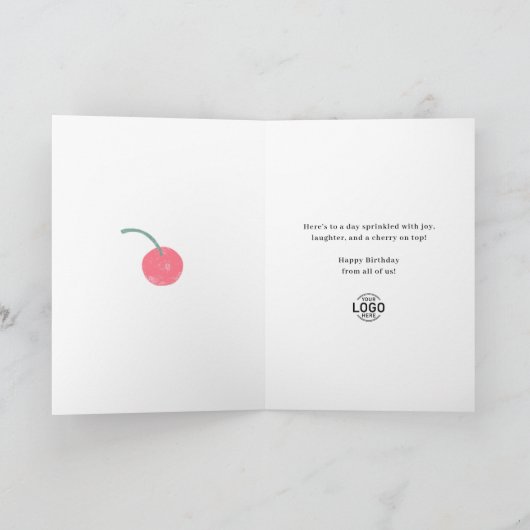 Niedlicher Cherry Cake Slice Happy Birthday Karte (Innenseite)