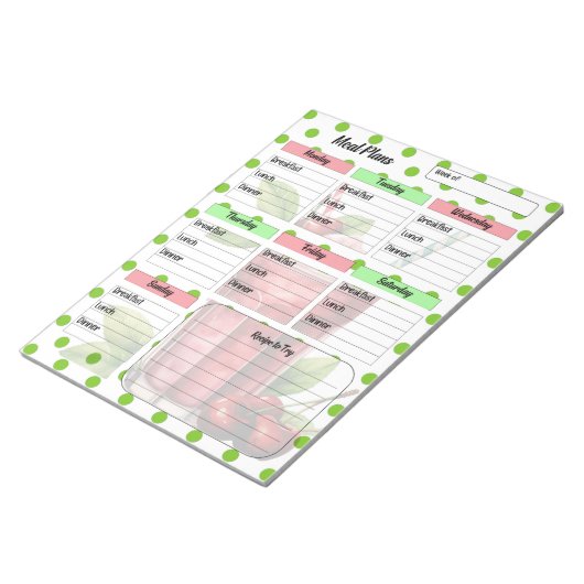 "Niedlicher Cherry Weekly Meal Planner" Notizblock (angewinkelt)