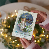 Niedlicher Cherub-Goldflügel, Weihnachtsgrüßkarte Einladung