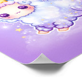 Niedlicher Chibi Alpaca mit kawaii-Schießstar Poster (Ecke)