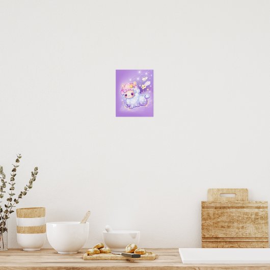 Niedlicher Chibi Alpaca mit kawaii-Schießstar Poster (Küche)