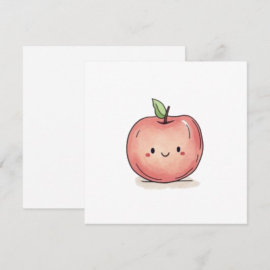 Niedlicher Chibi-Apple Feiertagskarte (Vorne/Hinten)