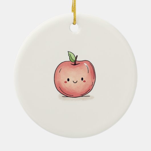 Niedlicher Chibi-Apple Keramik Ornament (Hinten)
