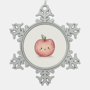 Niedlicher Chibi-Apple Schneeflocken Zinn-Ornament