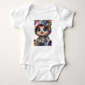 Niedlicher Chibi-Bär in Graffiti Butterfly Hoodie Baby Strampler (Vorderseite)