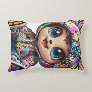 Niedlicher Chibi-Bär in Graffiti Butterfly Hoodie  Dekokissen