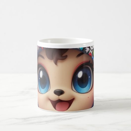 Niedlicher Chibi-Bär in Graffiti Butterfly Hoodie  Kaffeetasse (Mittel)