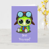Niedlicher Chibi Cartoon Turtle Bon Voyage Karte (Gelbe Blume)