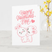 Niedlicher Chibi Couple Rabbit Happy Valentines Da Karte (Gelbe Blume)