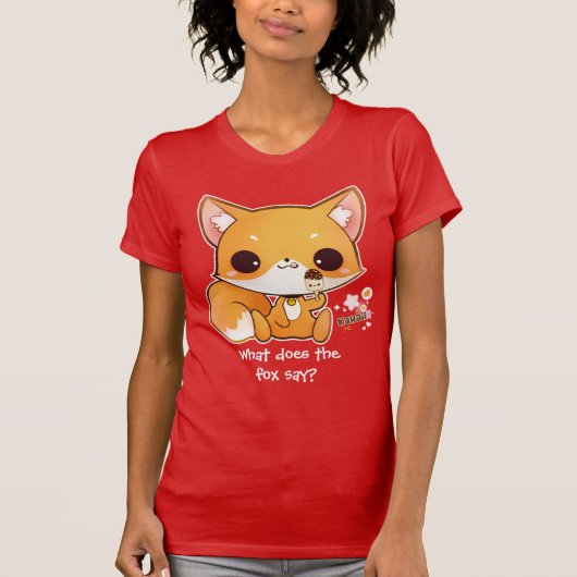Niedlicher chibi Fuchs mit kawaii Eiscreme T-Shirt (Vorderseite)