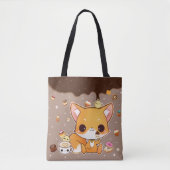 Niedlicher chibi Fuchs mit kawaii Eiscreme Tasche (Vorderseite)