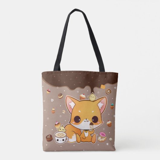 Niedlicher chibi Fuchs mit kawaii Eiscreme Tasche (Rückseite)