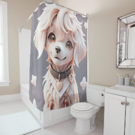 Niedlicher Chibi Golden Retriever Welppy Duschvorhang