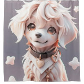 Niedlicher Chibi Golden Retriever Welppy Duschvorhang (Vorderseite)