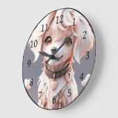 Niedlicher Chibi Golden Retriever Welppy Große Wanduhr (Winkel)