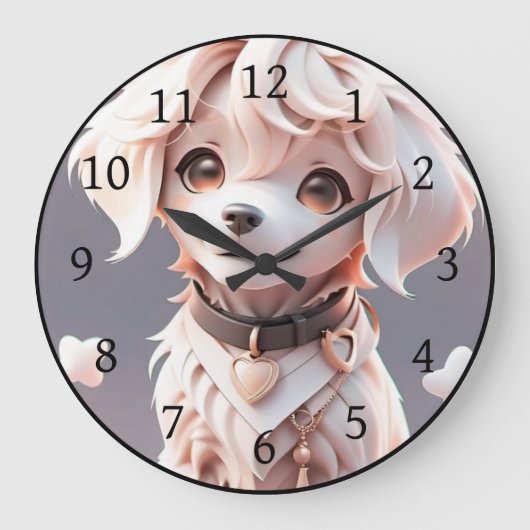 Niedlicher Chibi Golden Retriever Welppy Große Wanduhr (Vorderseite)