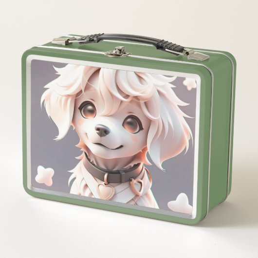 Niedlicher Chibi Golden Retriever Welppy Metall Brotdose (Vorderseite)