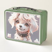 Niedlicher Chibi Golden Retriever Welppy Metall Brotdose (Rückseite)