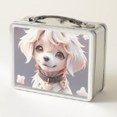 Niedlicher Chibi Golden Retriever Welppy Metall Brotdose (Rückseite)