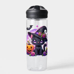 Niedlicher Chibi Halloween Black Cat und Pumpkin Trinkflasche