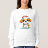 Niedlicher Chibi Kawaii Cartoon Weihnachtswelpen W Sweatshirt (Vorderseite)