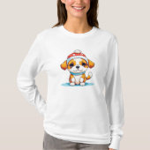 Niedlicher Chibi Kawaii Cartoon Weihnachtswelpen W T-Shirt (Vorderseite)
