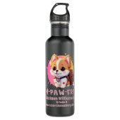 Niedlicher Chibi Kawaii Corgi Jahr der Namensschul Edelstahlflasche (Vorderseite)