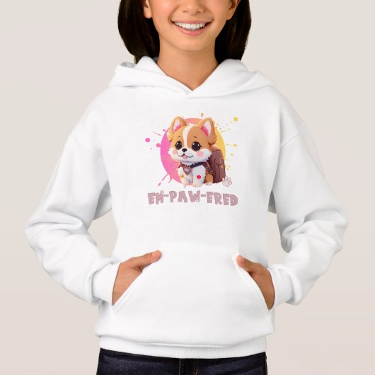 Niedlicher Chibi Kawaii Corgi Jahr der Namensschul Hoodie (Vorderseite)