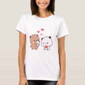 Niedlicher Chibi-Panda-Bär, Milch und Mocha-Liebe T-Shirt (Vorderseite)
