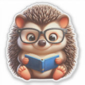 Niedlicher Chibi Reading Igel Aufkleber (Vorderseite)