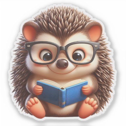 Niedlicher Chibi Reading Igel Aufkleber (Vorderseite)